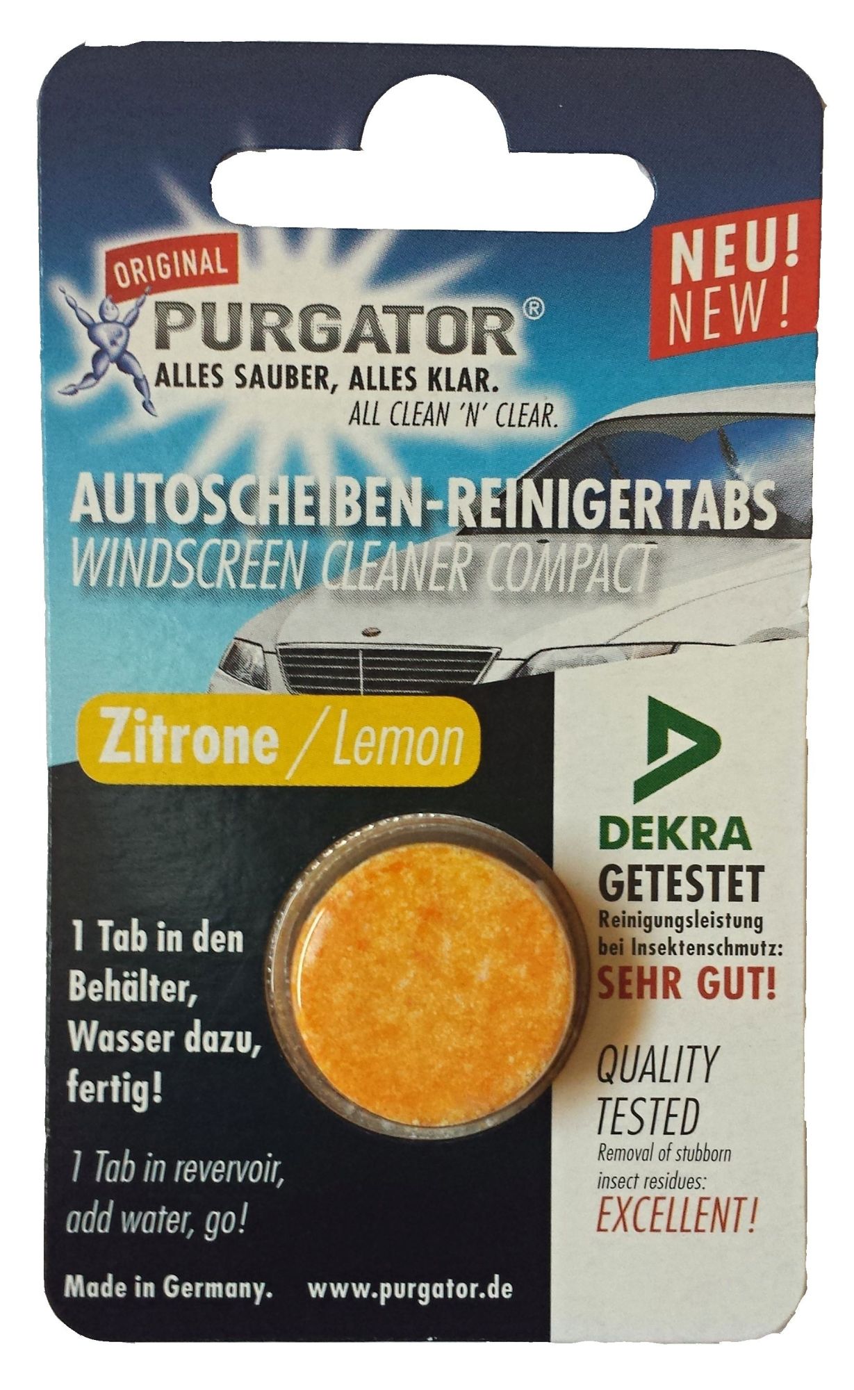 PURGATOR Autoscheiben-Reiniger Tabs Zitrone