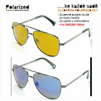 Polarized Brýle PILOT polarizační  černé kovové, černá skla + žlutá skla