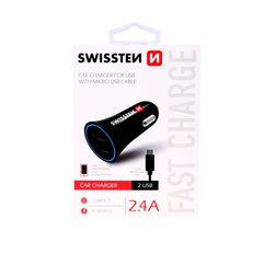 Swissten 20110900 CL Adaptér 2,4A power 2x USB - kabel micro USB