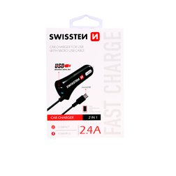 Swissten 20111000 Autonabíječka micro USB+ USB 2,4A power