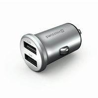 Swissten 20114100 Adaptér 2x USB 4,8A metal stříbrný