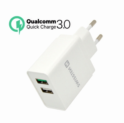 Swissten 22013309 Síťový adaptér QUALCOMM 3.0 quick charge Smart IC 2x USB 30W power neoriginální