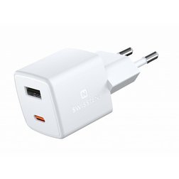 Swissten Mini síťový adaptér GaN 1x USB-C + 1xUSB 30W power delivery