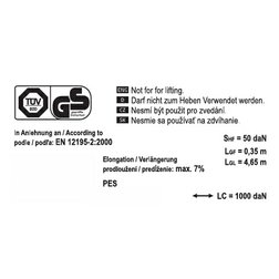 Popruh s ráčnou a háky 1000daN 5m TÜV/GS