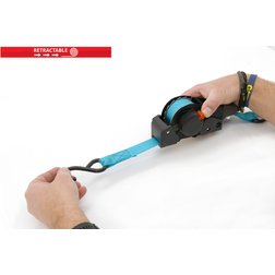 Popruh s ráčnou a háky samonavíjecí 320daN 3,5m TÜV BLUE WAY