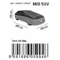 Ochranná plachta proti kroupám PREMIUM MID SUV 480x195x155cm