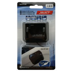Adaptér s kabelem 12V + 2x USB 2400mA SELECT