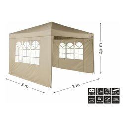 Párty stan nůžkový 3x3 m s bočnicemi PALACE béžový WATERPROOF