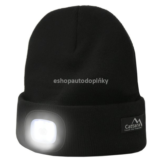 Čepice BLACK s LED svítilnou USB nabíjení