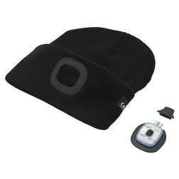 Čepice BLACK s LED svítilnou USB nabíjení