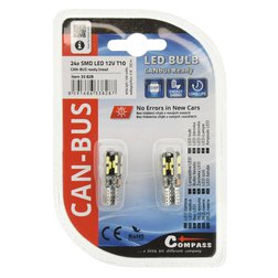 Žárovka 24 LED 12V T10 NEW-CAN-BUS bílá 2ks