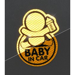 Dekor samolepící BABY IN CAR žlutý