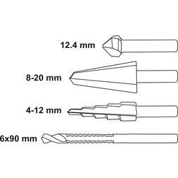 Sada tvarovaných vrtáků 4ks