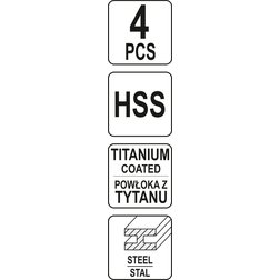 Sada tvarovaných vrtáků 4ks