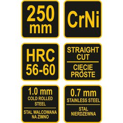 Nůžky na plech 250 mm rovné CrNi