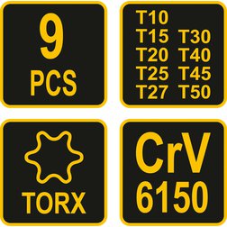 Sada klíčů TORX "T" 9 ks