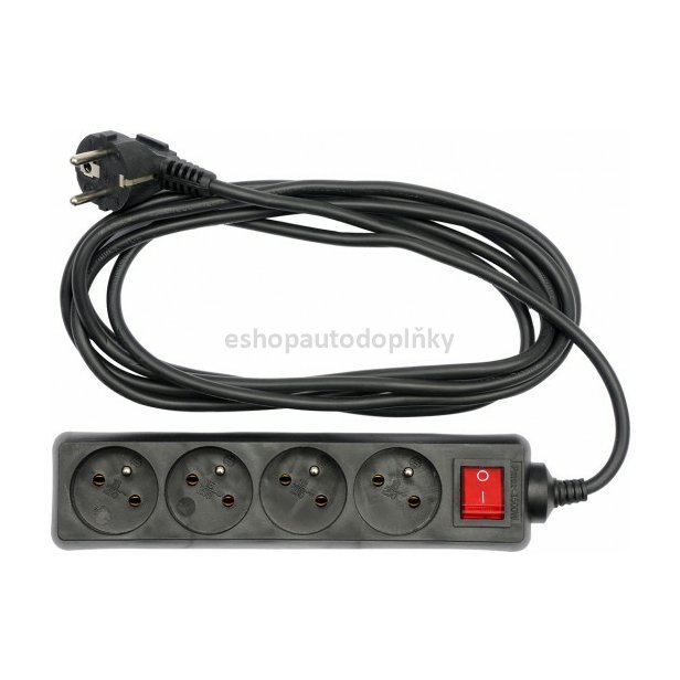 Kabel prodlužovací 5 m vypínač 4 zásuvky