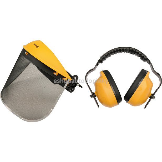 Helma se sítěným štítem + chrániče sluchu