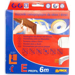 Těsnění do oken a dveří samolepící 9x4mm TYP E bílé 6M