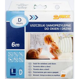 Těsnění do oken a dveří samolepící 9x7,4mm TYP D bílé 6M