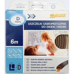 Těsnění do oken a dveří samolepící 9x7,4mm TYP D hnědé 6M