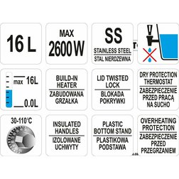 Varný termos 2600W 16l plastové úchyty