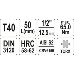 Nástavec 1/2" bit Torx T40