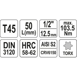 Nástavec 1/2" bit Torx T45