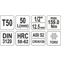 Nástavec 1/2" bit Torx T50