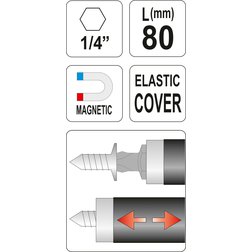 Držák do vrtačky 1/4" 80 mm magnetický