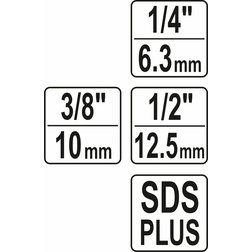 Sada adaptérů SDS+ 1/4", 3/8", 1/2"