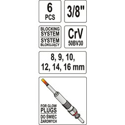 Klíč na svíčky sada 6ks 8-16mm