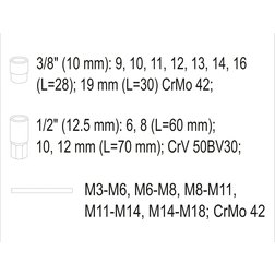 Sada vytahováků šroubů a čepů 17 ks