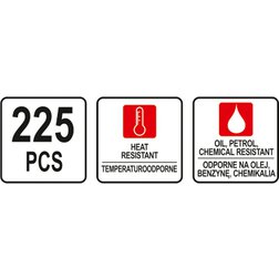 O kroužky gumové těsnící sada 225ks,3x1 - 22x2mm