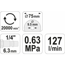 Bruska příčná pneumatická 20000 ot/min