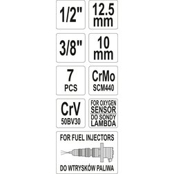 Sada klíčů nástrčných na lambda sondy a vstřiky 7 ks