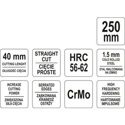 Nůžky na plech 250 mm rovné CrMo