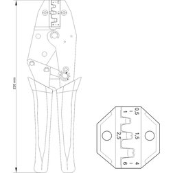 Kleště konektorové 230mm, 20-18(AWG), 0,5-6,00mm2