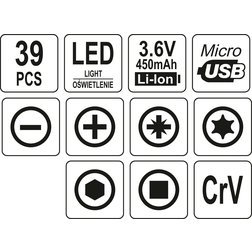 Přesný aku šroubovák 3,6V SET 39PCS