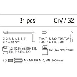 Vložka do zásuvky - sada imbus, torx, bity 31ks