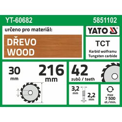 Kotouč na dřevo 216 x 30 mm 48z