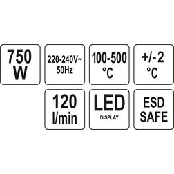 Horkovzdušná pájecí stanice s LED displejem 750W