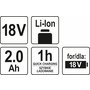 Baterie náhradní 18V Li-ion 2,0 AH (YT-82782, YT-82788,YT-82826,YT-82804)