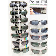 Rybářské polarizační brýle 12ks + stojan pro 12 ks + pevné pouzdro s polarizačním testem 12ks