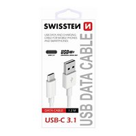 Swissten Datový kabel USB/USB-C 3.1 bílý 1,2m