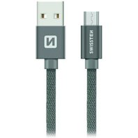 Swissten Datový kabel USB/micro USB TEXTILE 0,2m šedý