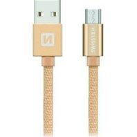Swissten Datový kabel USB/micro USB TEXTILE  0,2m zlatý
