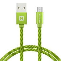 Swissten Datový kabel USB/micro USB TEXTILE 0,2 m zelený