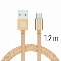 Swissten Datový kabel textile USB/micro USB 1,2m zlatý