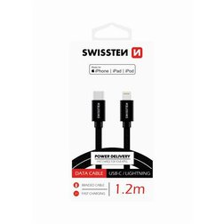 Swissten 71526201
Datový kabel TEXTILE USB-C/lightning MFi 1,2m černý